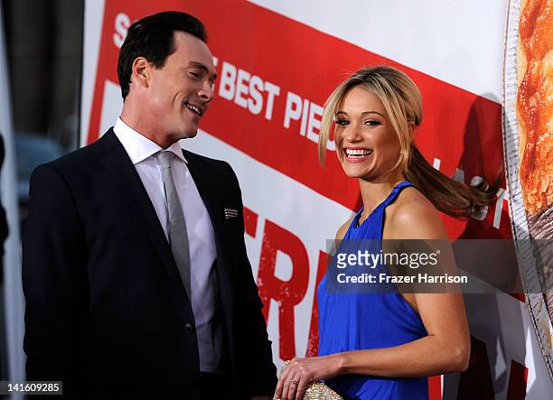 Actor Chris Klein and actress Katrina Bowden arrive at the Premiere of Universal Pictures' "American Reunion" at Grauman's Chinese Theatre on March...
