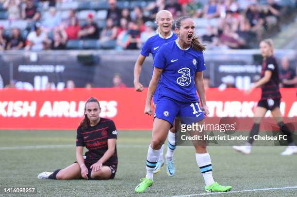 Guro Reiten of Chelsea celebrates after scoring her team's first goal during the 2022 Women's International Champions Cup third place play off match...