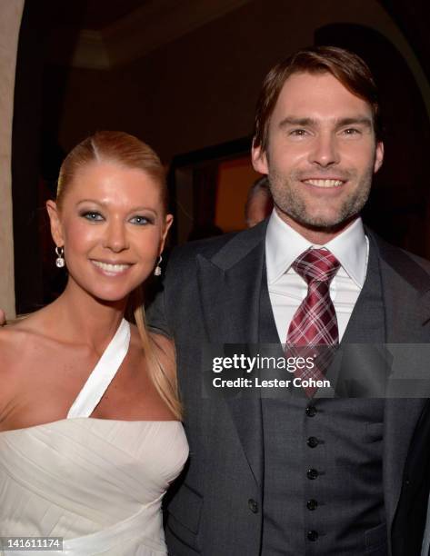 Actors Tara Reid and Seann William Scott attend the after party for "American Reunion" Los Angeles Premiere at the Roosevelt Hotel March 19, 2012 in...