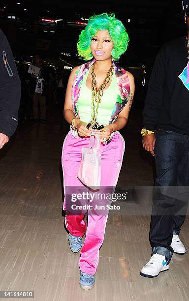 Singer Nicki Minaj arrives at Narita International Airport on March 20, 2012 in Narita, Japan.