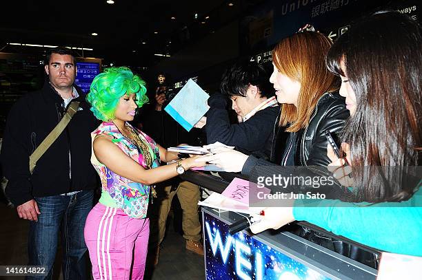 Singer Nicki Minaj arrives at Narita International Airport on March 20, 2012 in Narita, Japan.
