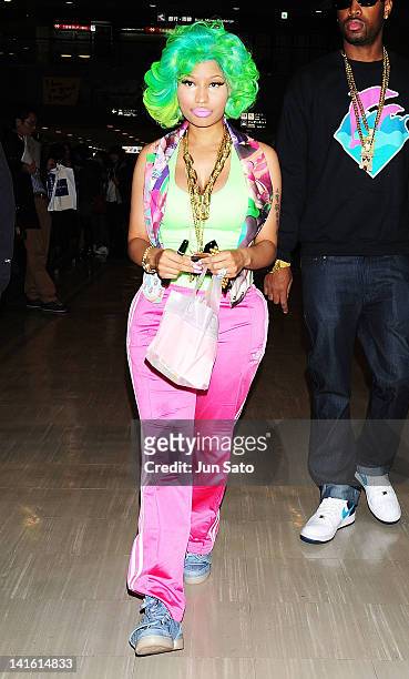 Singer Nicki Minaj arrives at Narita International Airport on March 20, 2012 in Narita, Japan.
