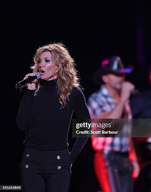 Faith Hill and Tim McGraw perform live on stage at Rod Laver Arena on March 20, 2012 in Melbourne, Australia.