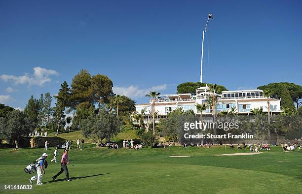 View of the clubhouse by the 18th hole during the third round of the Open de Andalucia Costa del Sol at Aloha golf club on March 17, 2012 in...