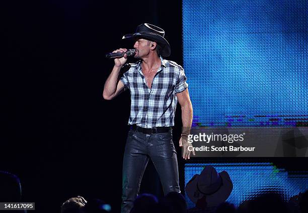 Tim McGraw performs live on stage at Rod Laver Arena on March 20, 2012 in Melbourne, Australia.