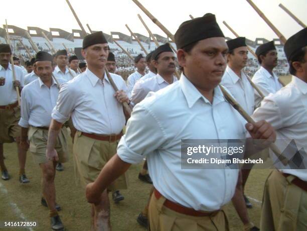 Swayam Sevak's rally of RSS at Sardar Patel Stadium in Ahmedabad Gujarat India on 1st January 2006.