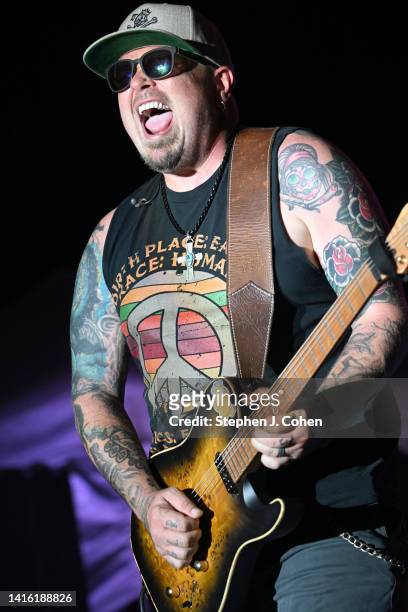 Chris Robertson of the band Black Stone Cherry performs during the Kentucky State Fair at Kentucky Exposition Center on August 20, 2022 in...