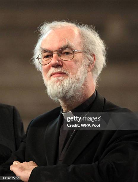 Archbishop of Canterbury, Dr Rowan Williams, attends an address by Queen Elizabeth II at Westminster Hall on March 20, 2012 in London, England....