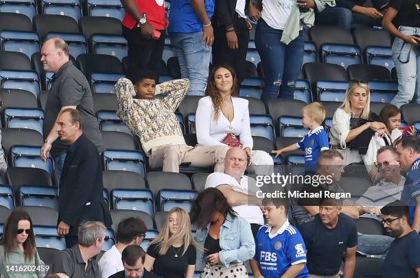 Wesley Fofana of Leicester City looks on from the stand after the Premier League match between Leicester City and Southampton FC at The King Power...