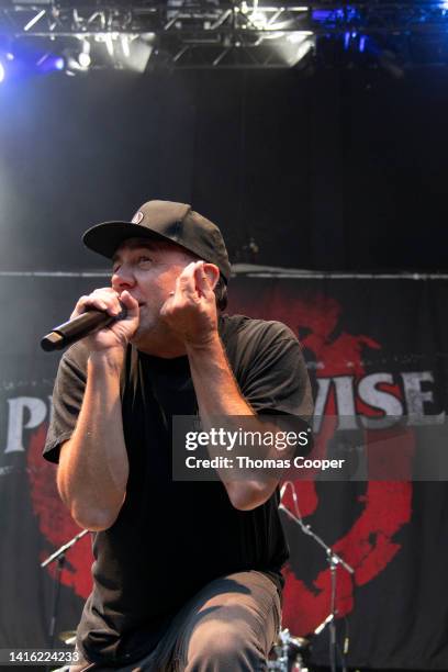 Jim Lindberg lead singer of Pennywise at the Punk in Drublic Craft Beer & Music Festival at Fiddler's Green Amphitheatre on August 20, 2022 in...