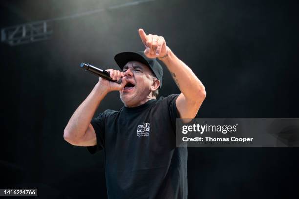 Jim Lindberg lead singer of Pennywise at the Punk in Drublic Craft Beer & Music Festival at Fiddler's Green Amphitheatre on August 20, 2022 in...