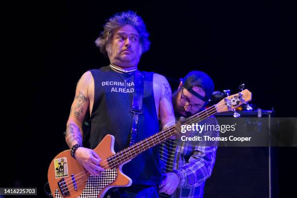 Mike Burkett "Fat Mike" of NOFX at the Punk in Drublic Craft Beer & Music Festival at Fiddler's Green Amphitheatre on August 20, 2022 in Englewood,...