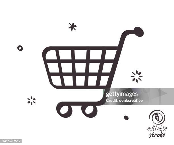 ilustrações, clipart, desenhos animados e ícones de ilustração da linha lúdica para carrinho de compras - online shopping