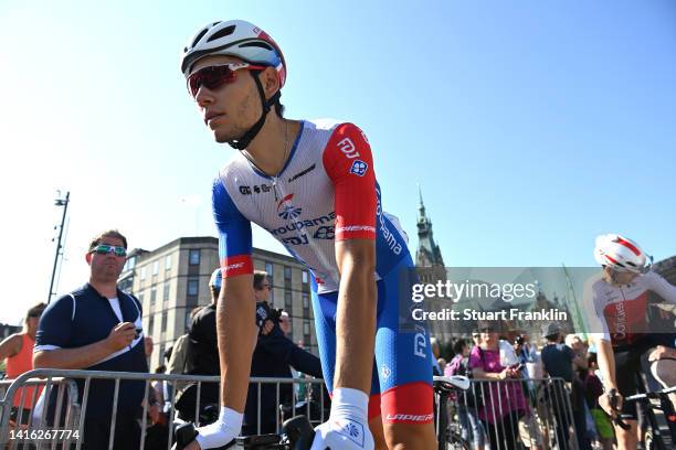 Clement Davy of France and Team Groupama - FDJ during the team presentation prior to the 25th BEMER Cyclassics - Hamburg 2022 a 204,7km one day race...