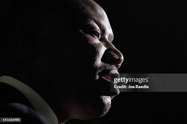 Attorney Benjamin Crump speaks with the media about his clients son, 17-year-old Trayvon Martin, who was killed by neighborhood watch person, George...