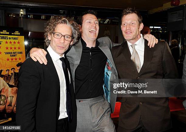 Director Dexter Fletcher and actors Nick Moran and Jason Flemyng attend the premiere of 'Wild Bill' at Cineworld Haymarket on March 20, 2012 in...