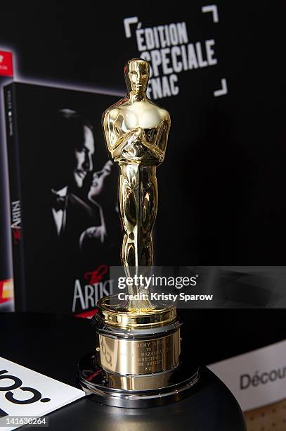 General view of the Oscar Statue won by Director Michel Hazanavicius for the movie 'The Artist' during 'The Artist' DVD signing session at FNAC...