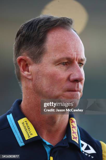 Justin Holbrook head coach of the Titans looks on during the round 23 NRL match between the St George Illawarra Dragons and the Gold Coast Titans at...