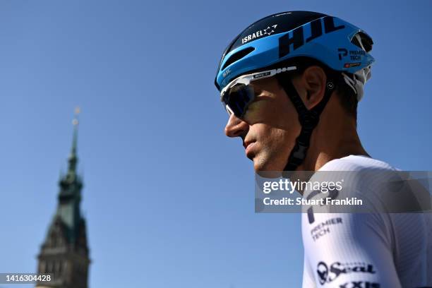 Reto Hollenstein of Switzerland and Team Israel - Premier Tech during the team presentation prior to the 25th BEMER Cyclassics - Hamburg 2022 a...