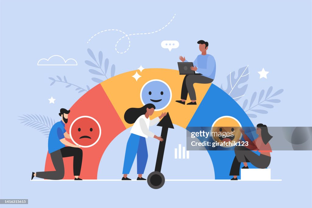 Customer feedback, user experience or client review rating business concept. Modern vector illustration of people satisfaction measurement