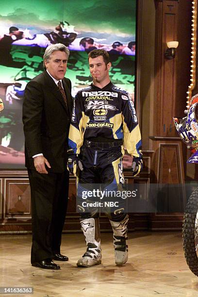 Episode 1836 -- Pictured: Host Jay Leno and supercross champion Jeremy McGrath on May 12, 2000 --