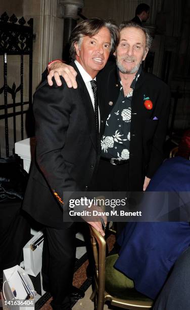 Richard Caring and Mark Shand attend The Faberge Big Egg Hunt Grand Auction at the Royal Courts of Justice, Strand on March 20, 2012 in London,...