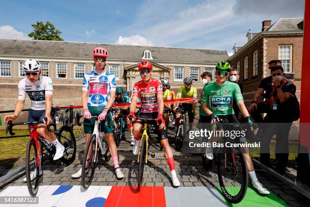 Ethan Hayter of United Kingdom and Team INEOS Grenadiers - White Best Young Jersey, Julius Van Den Berg of Netherlands and Team EF Education -...