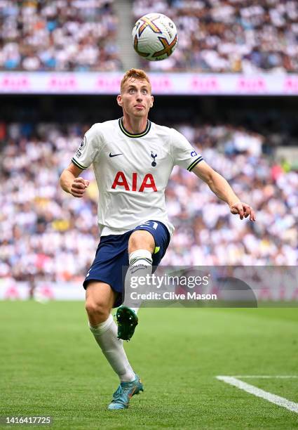 Dejan Kulusevski of Tottenham Hotspur controls the ball during the Premier League match between Tottenham Hotspur and Wolverhampton Wanderers at...