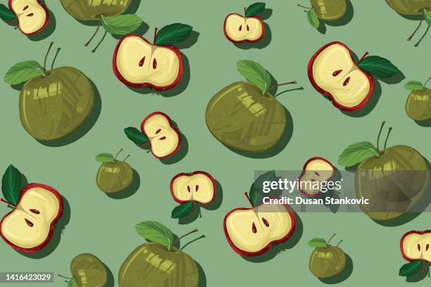 green and red apples - apple juice stock illustrations