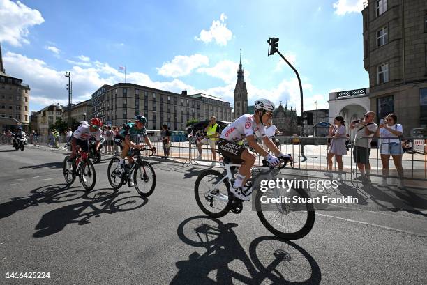 Jacopo Mosca of Italy and Team Trek - Segafredo, Ide Schelling of Netherlands and Team Bora - Hansgrohe and Anthony Jullien of France and AG2R...