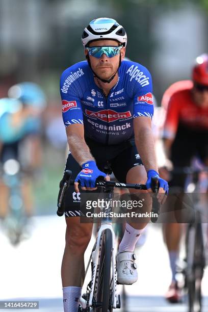 Julien Vermote of Belgium and Team Alpecin-Deceuninck crosses the finish line during the 25th BEMER Cyclassics - Hamburg 2022 a 204,7km one day race...