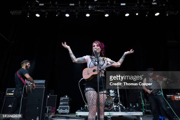 Lead singer Libby Lux for Bridge City Sinners performs at the Punk in Drublic Craft Beer & Music Festival at Fiddler's Green Amphitheatre on August...