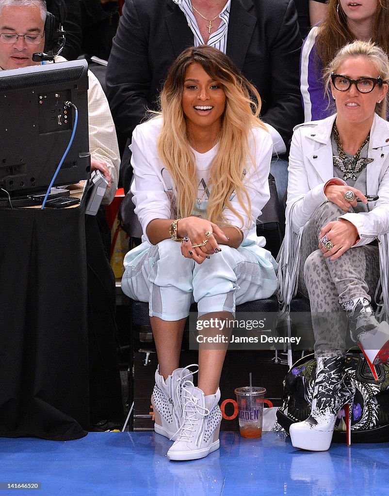 Celebrities Attend The Toronto Raptors Vs The New York Knicks Game - March 20, 2012