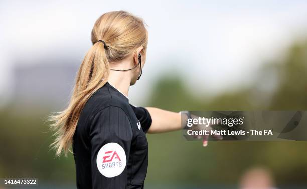 Referee assistant Laura van Lier pictured during the Barclays FA Women's Championship match between Coventry United and Bristol City at Butts Park...