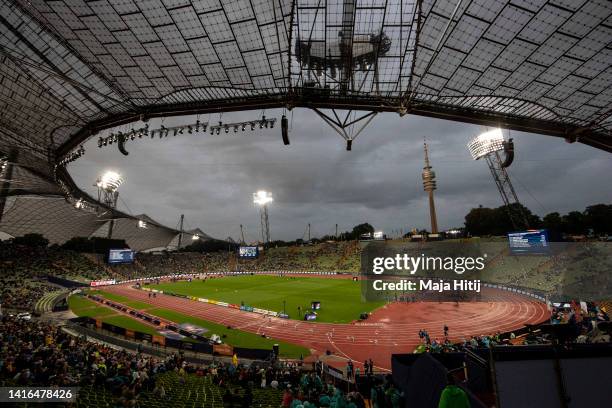 General view of the stadium during the Athletics competition on day 10 of the European Championships Munich 2022 at Olympiapark on August 20, 2022 in...