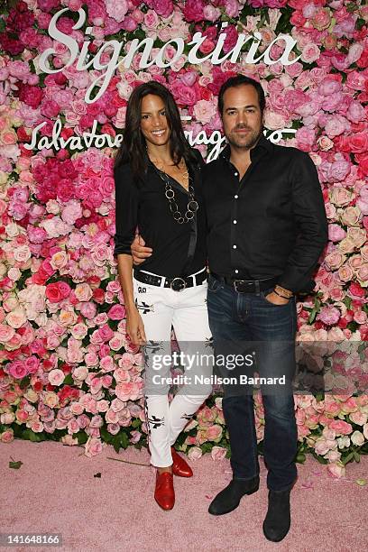 Veronica Webb and Chris Del Gatto attend the after party for the launch of Salvatore Ferragamo's Signorina fragrance at Palazzo Chupi on March 20,...