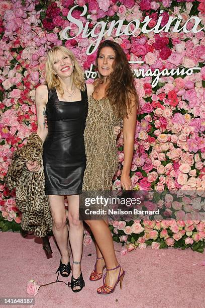 Courtney Love and Stella Schnabel attend the after party for the launch of Salvatore Ferragamo's Signorina fragrance at Palazzo Chupi on March 20,...