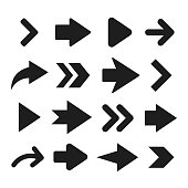 Arrows icons. Black vector arrows set