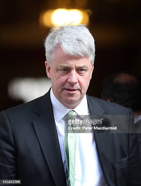 Health Secretary Andrew Lansley leaves 10 Downing Street after attending a pre-budget Cabinet meeting on March 21, 2012 in London, England. Despite...