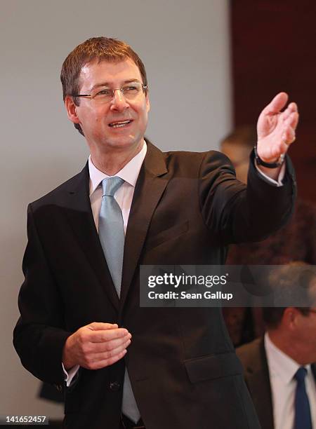 David Gill, the newly-appointed head of the Federal Presidential Office attends the German government cabinet meeting on March 21, 2012 in Berlin,...