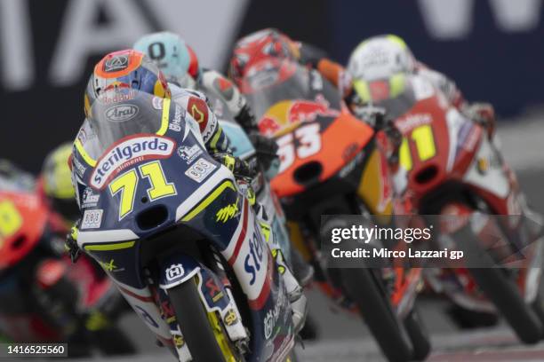 Ayumu Sasaki of Japan and Sterilgarda Husquarna Max Team leads the field during the Moto3 race during the MotoGP of Austria - Race at Red Bull Ring...