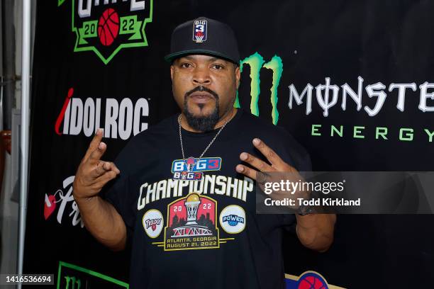 Ice Cube poses on the red carpet prior to the BIG3 Championship at State Farm Arena on August 21, 2022 in Atlanta, Georgia.
