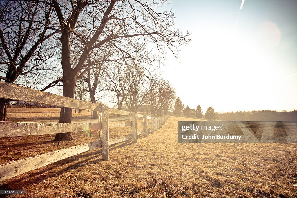 Fence in sunlight