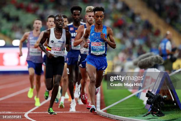 Yemaneberhan Crippa of Italy competes during the Athletics - Men's 10,000m Final on day 11 of the European Championships Munich 2022 at Olympiapark...