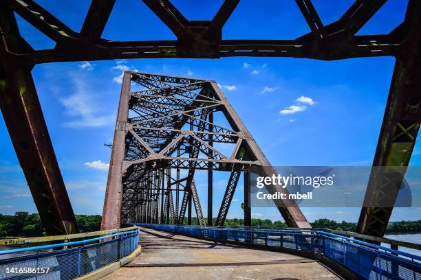 old chain of rocks bridge on the historic us route 66 - madison il - madison illinois stock pictures, royalty-free photos & images