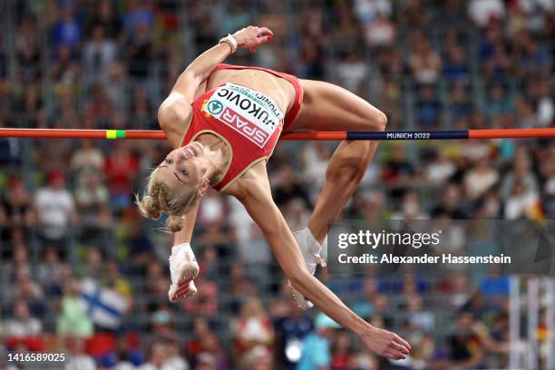 Marija Vuković of Montenegro competes during the Athletics - Women's High Jump Final competition on day 11 of the European Championships Munich 2022...