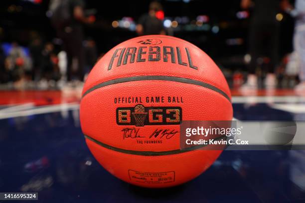 General detail view of a BIG3 basketball during the celebrity game prior to the BIG3 Championship at State Farm Arena on August 21, 2022 in Atlanta,...