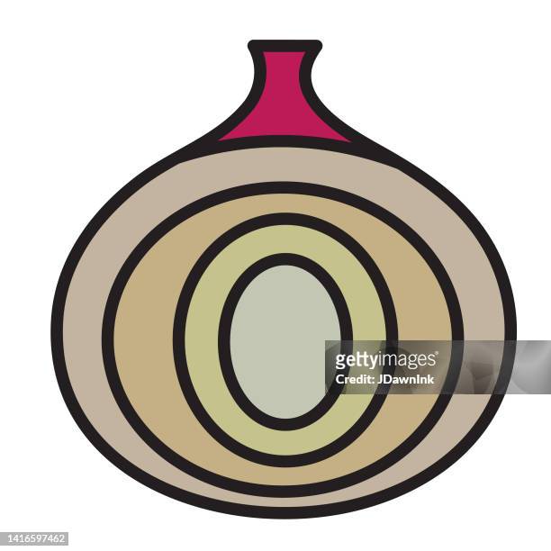 whole and sliced fresh spanish onion vegetable thin line icon - editable stroke - red onion stock illustrations