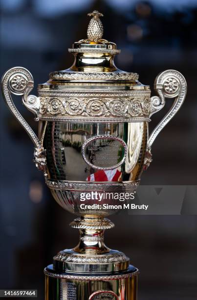 The Gentlemen's Singles Trophy at The Wimbledon Lawn Tennis Championship at the All England Lawn and Tennis Club at Wimbledon on June 24th, 2022 in...