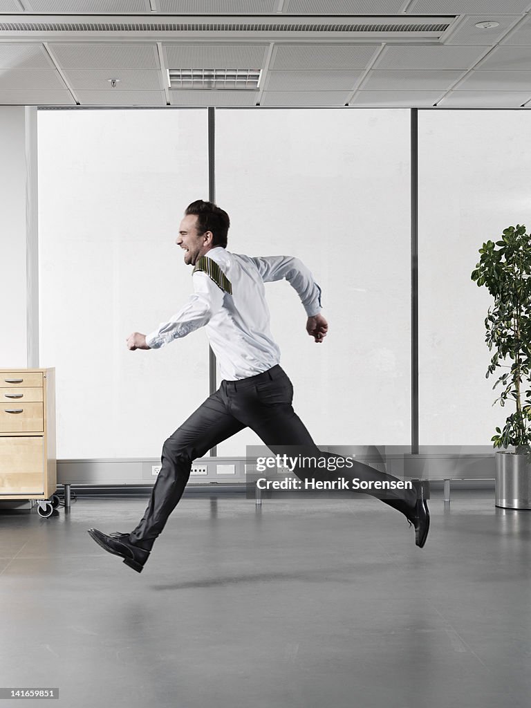 Businessman running